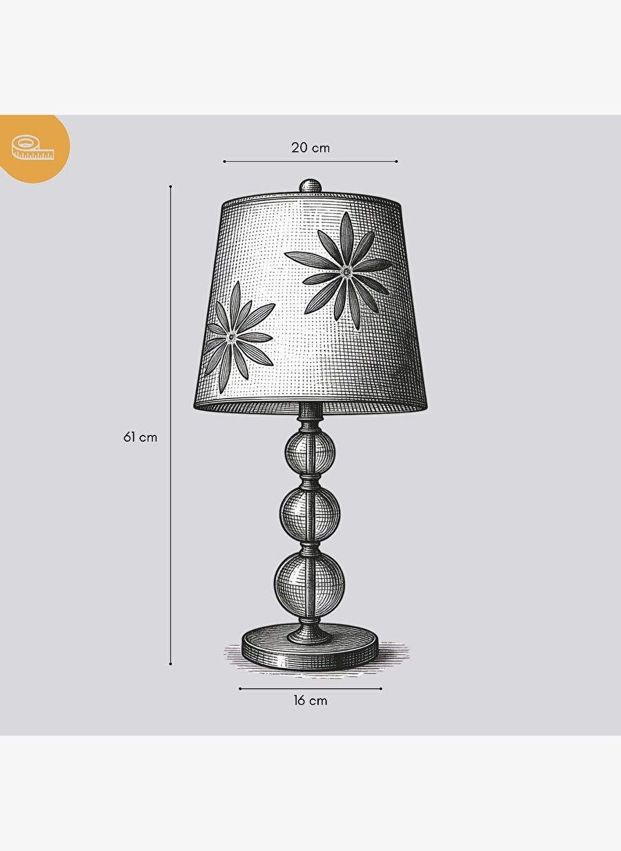 Serein Krom Govde Krem Baslk Dekoratif Abajur — Product image 5 of 6