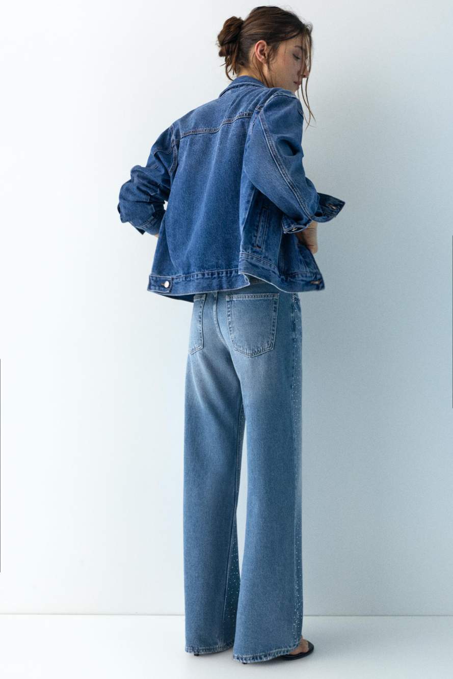 Straight-leg baggy jeans with rhinestones — Product image 34 of 38