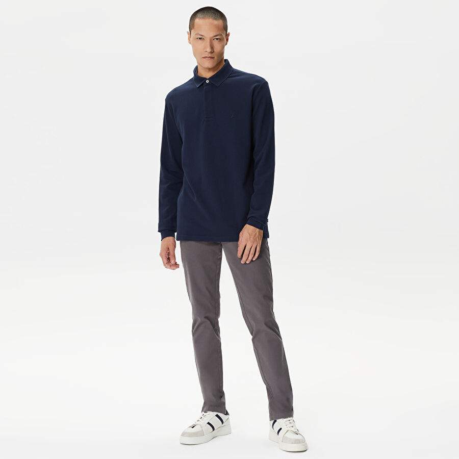 Nautica Men's Navy Blue Slim Fit Long Sleeve Polo — Product image 3 of 4