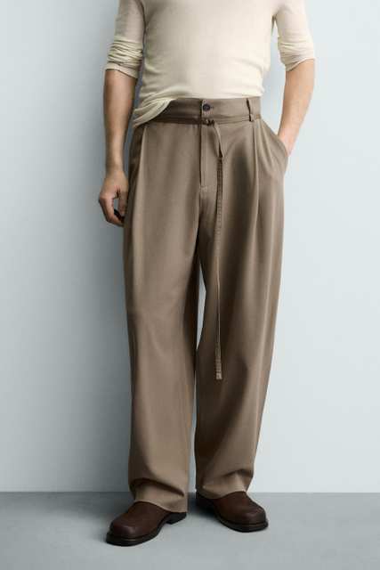 BALLOON FIT TROUSERS WITH PLEATS AND BELT