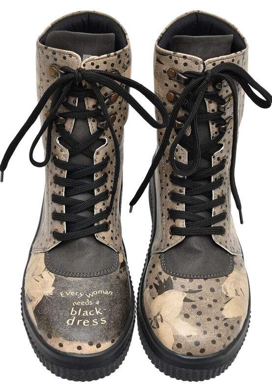 Women Vegan Leather Gray Long Boots - Black Dress Design — Product image 3 of 7