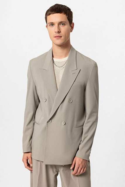 Antioch Ack Haki Tek Dugme Kruvaze Erkek Blazer Ceket