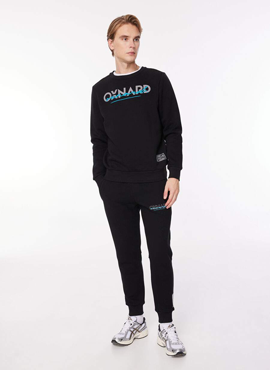 Oxnard Black Men's Cycling Collar Printed Sweatshirt OXM6030_SIGNATURE -CREW — Product image 3 of 5