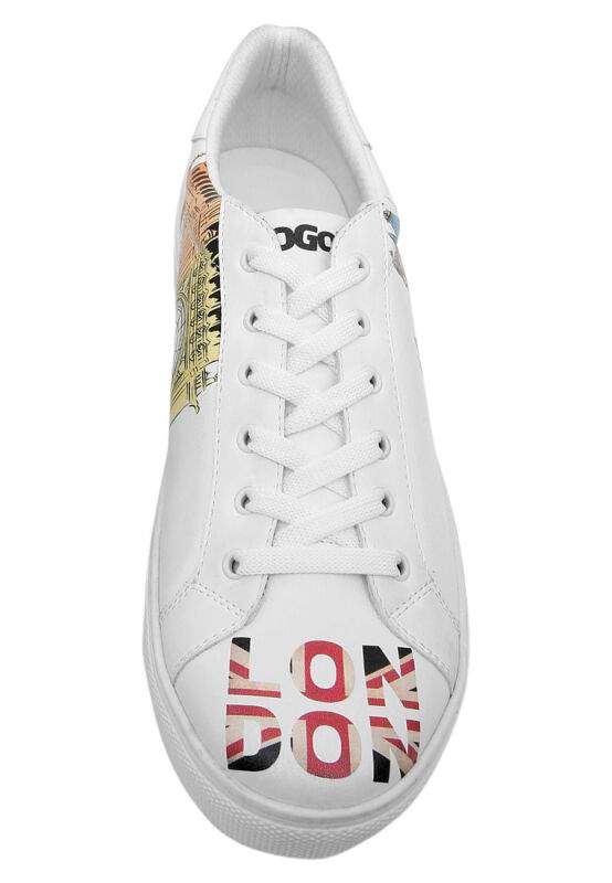 Men Vegan Leather White Sneakers - It's the Time for London Design — Product image 7 of 8