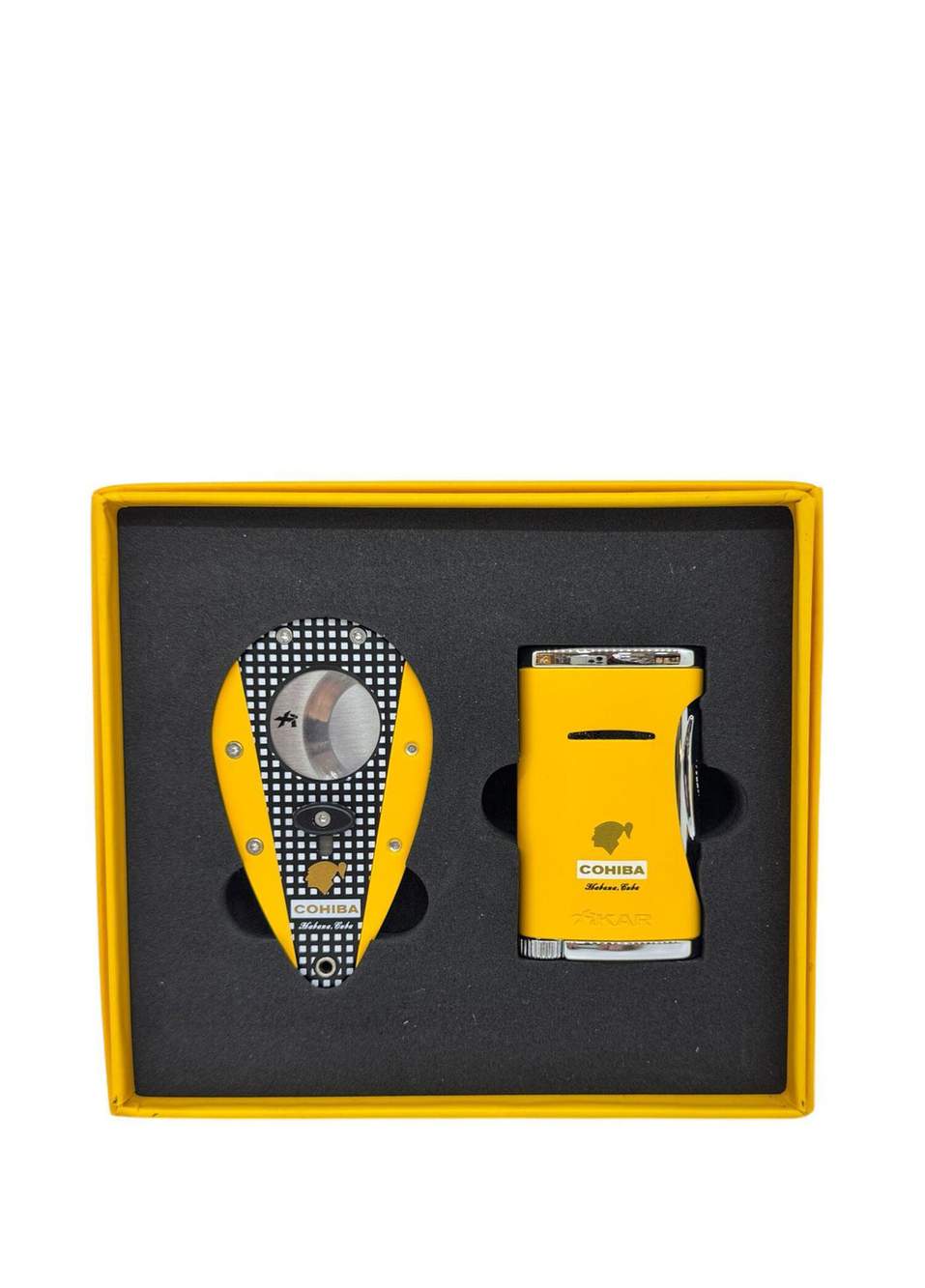 Cohiba Sarı Kareli Puro Çakmağı ve Kesici Seti — Product image 3 of 3