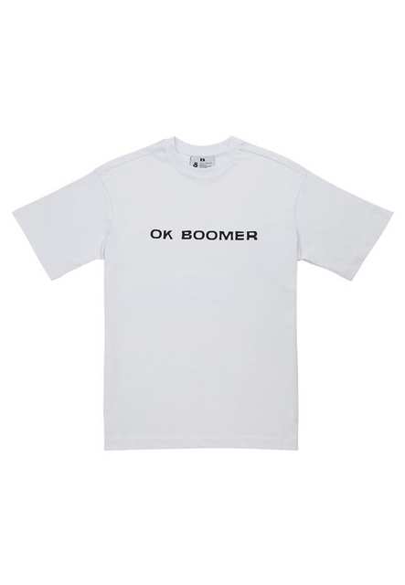 Men Vegan White T-Shirt - Ok Boomer Design