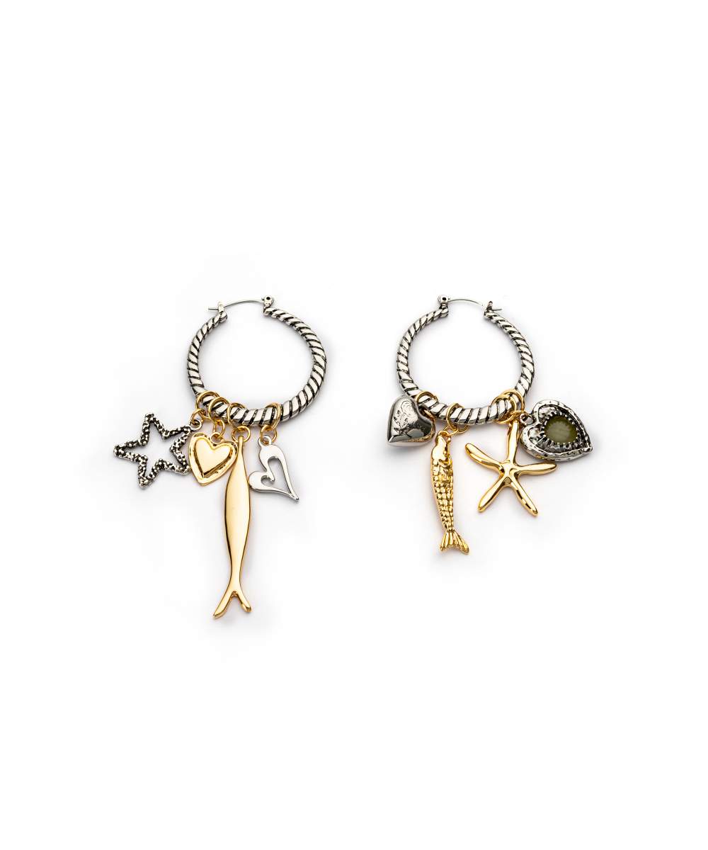 MIXED FIGURE HOOP EARRINGS — Product image 1 of 3