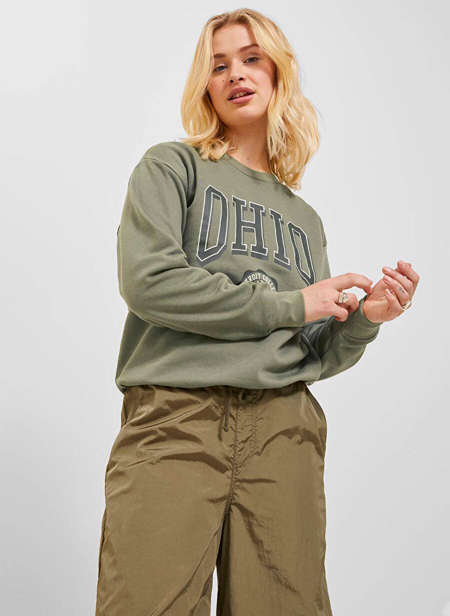 JJXX Crew Neck Printed Dark Green Women's Sweatshirt JXOHIO RLX LS CREW SWT — Product image 5 of 8