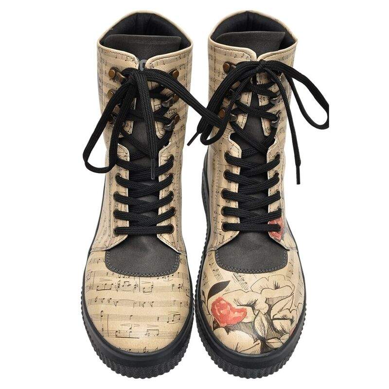 Women Vegan Leather Beige Long Boots - Music on World off Design — Product image 3 of 6