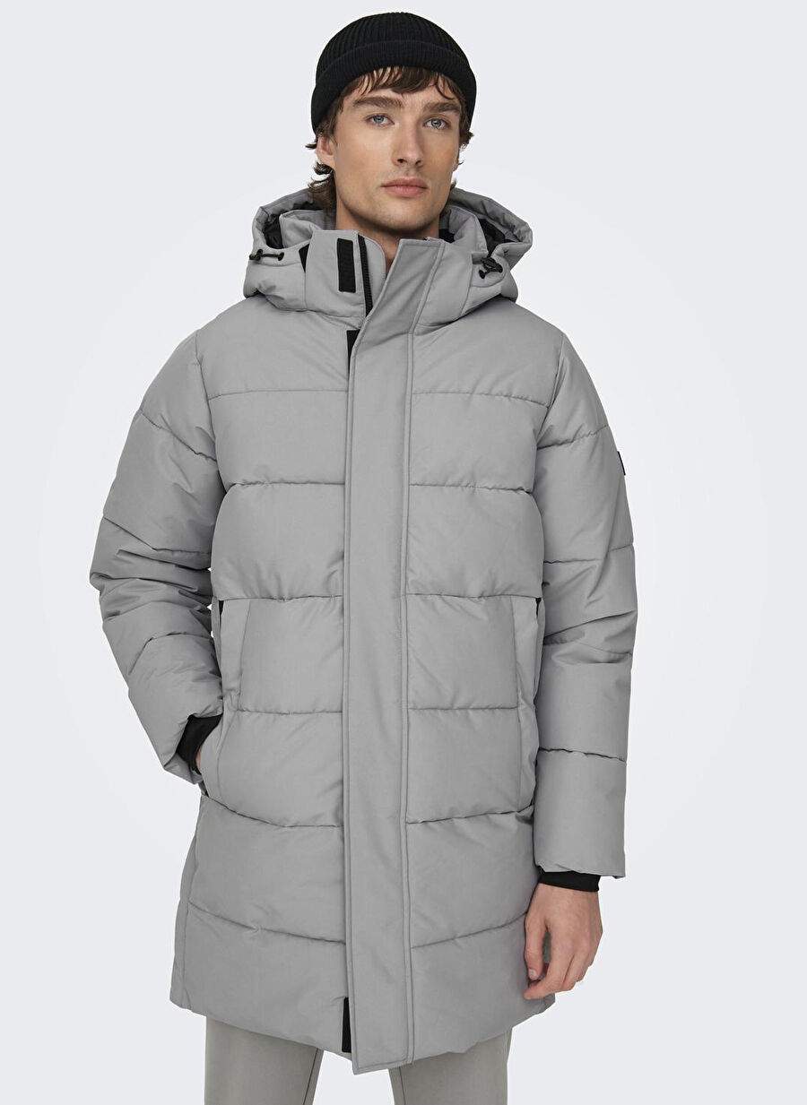 Only & Sons Grey Men's Coat 22020156_ONSCARL LIFE LONG QUILTED — Product image 4 of 8