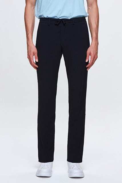 Ds Groom Slim Fit Navy Blue Waist Rubber Bagckl Zipperl Likral Comfortable Jogger Pants