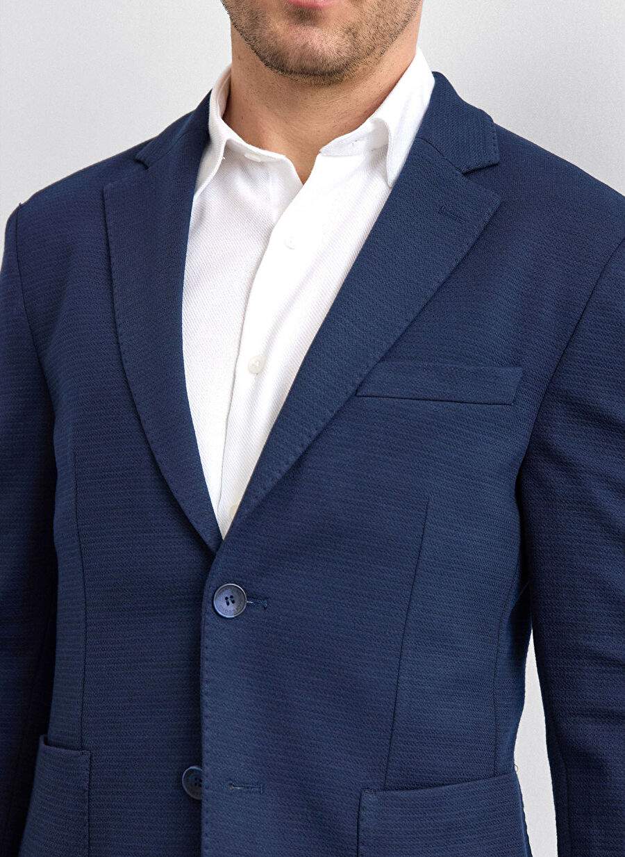 Back And Bond Lacivert Erkek Slim Fit Jakarl Ceket Mono Yaka Ceket — Product image 5 of 6