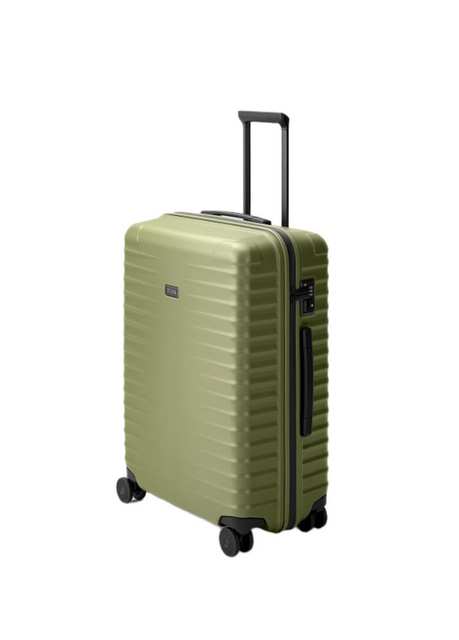 Upgrade 4 Wheel Trolley Green Medium Suitcase