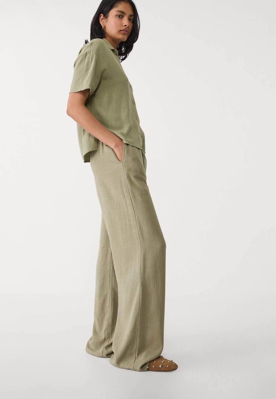 Flowing linen-effect trousers — Product image 31 of 51