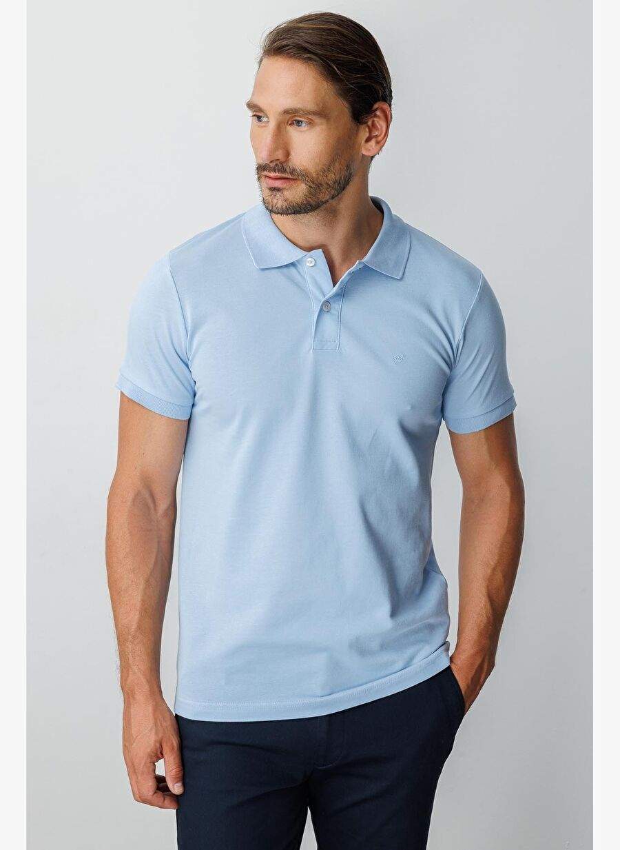Erkek A Mavi Modernfit Dar Kalip Polo Yaka Tisort — Product image 3 of 6