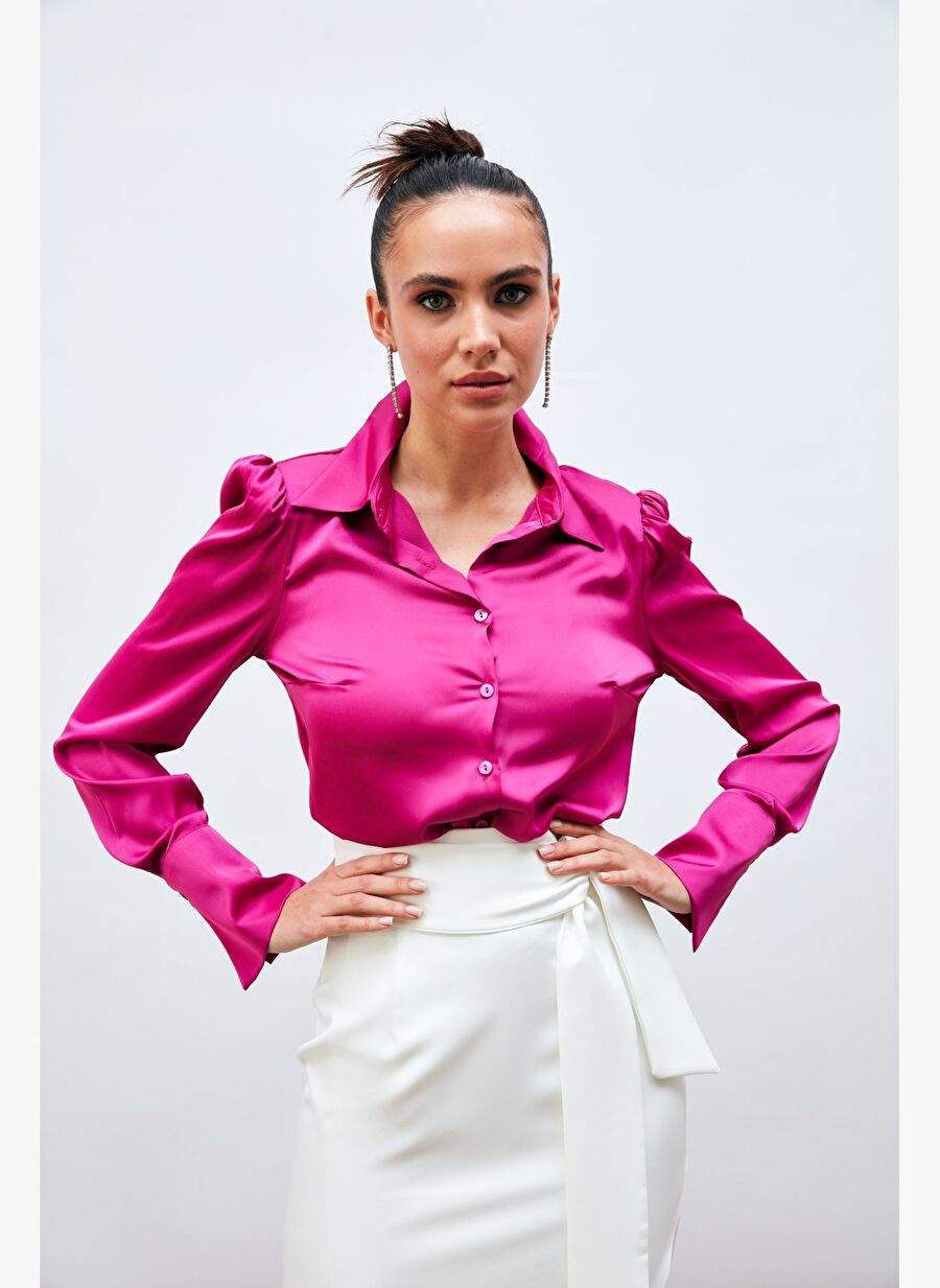 Vatkali Satin Shirt - Fuchsia — Product image 3 of 7