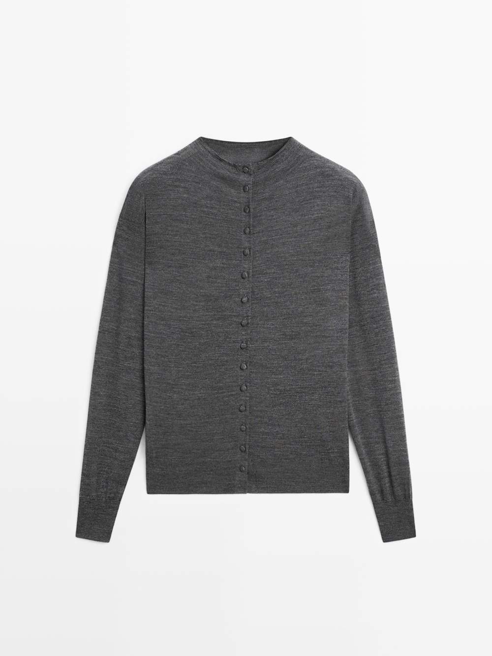 Mock turtleneck cardigan with covered buttons — Product image 5 of 12