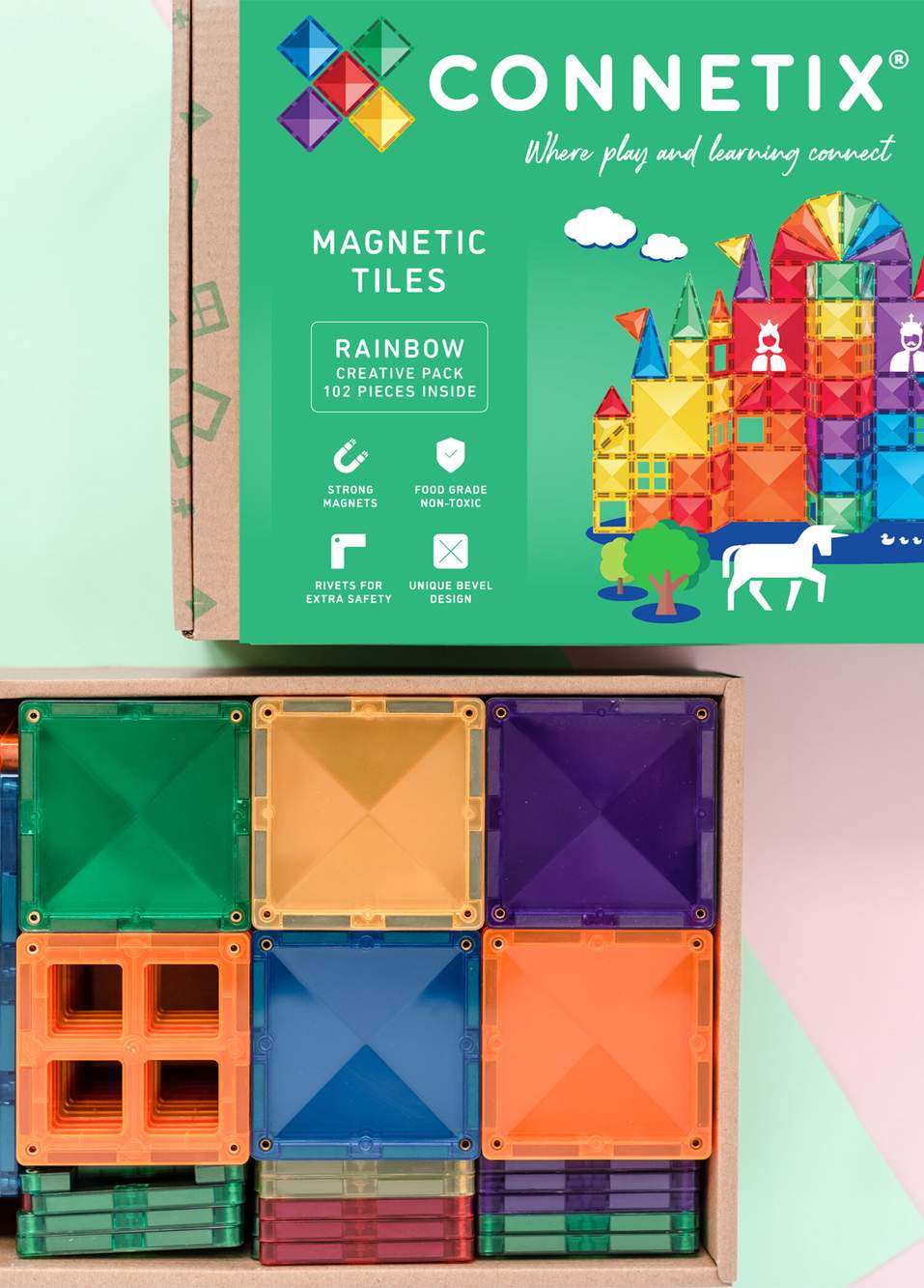 Rainbow Manyetik Bloklar Creative 102 Parça Yapı Oyuncağı — صورة المنتج 4 من 7