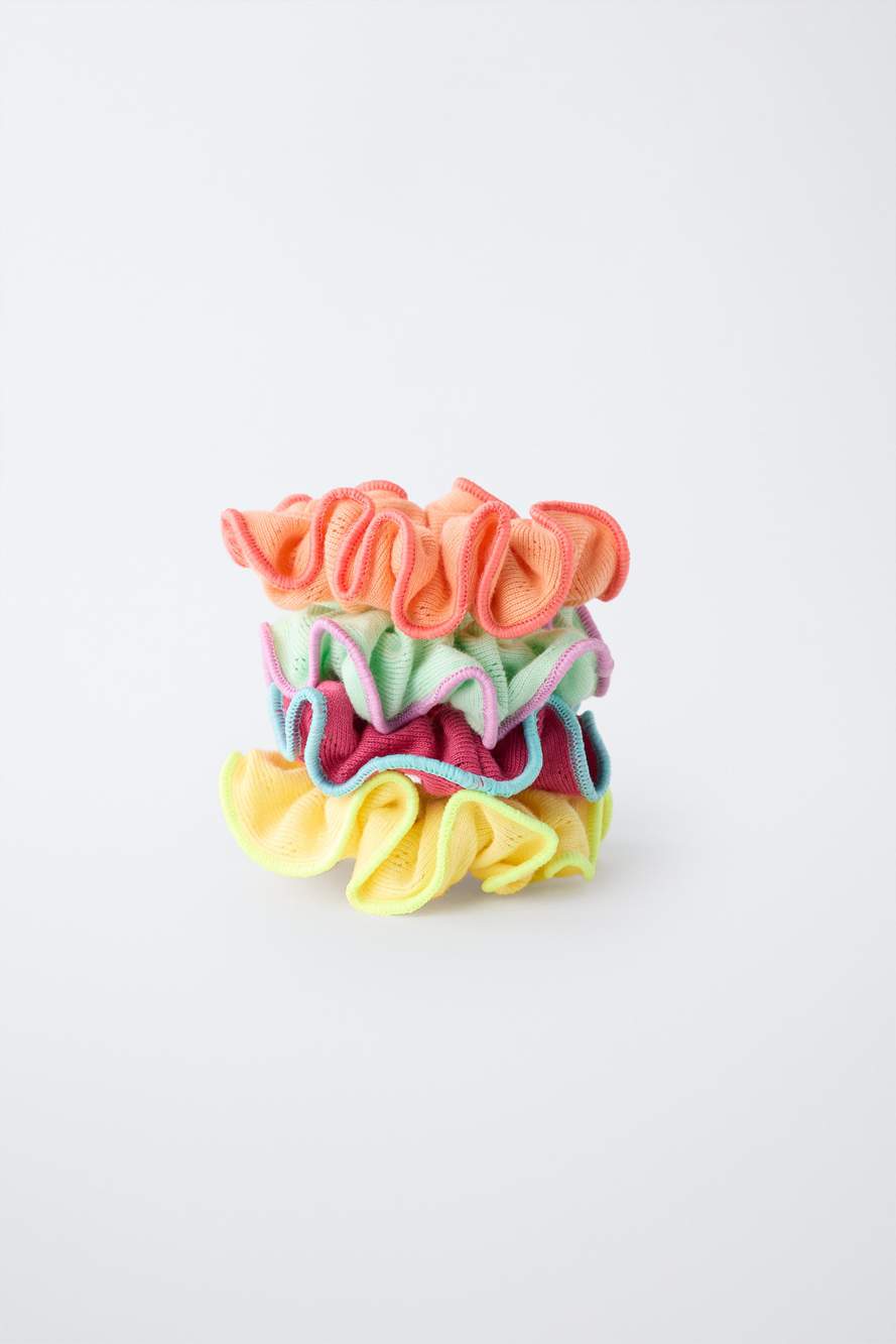PACK OF FOUR CONTRAST TRIM SCRUNCHIES — صورة المنتج 3 من 4
