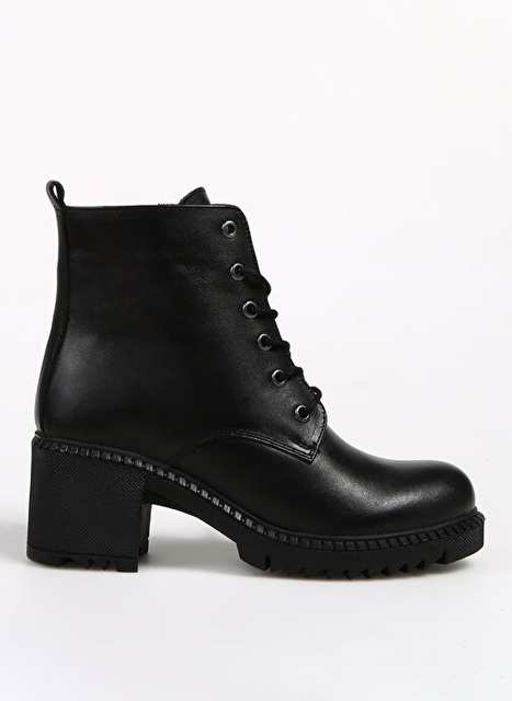 Bulldozer Black Women's Leather Heeled Boots BUL-240604