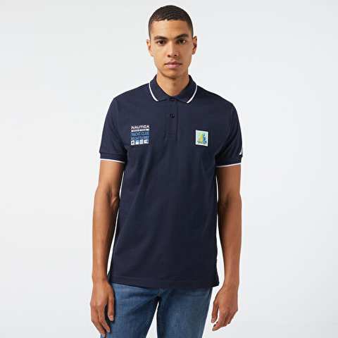 Nautica Men's Navy Classic Fit Ksa Sleeve Polo