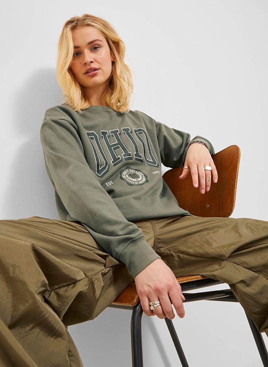 JJXX Crew Neck Printed Dark Green Women's Sweatshirt JXOHIO RLX LS CREW SWT — Product image 8 of 8