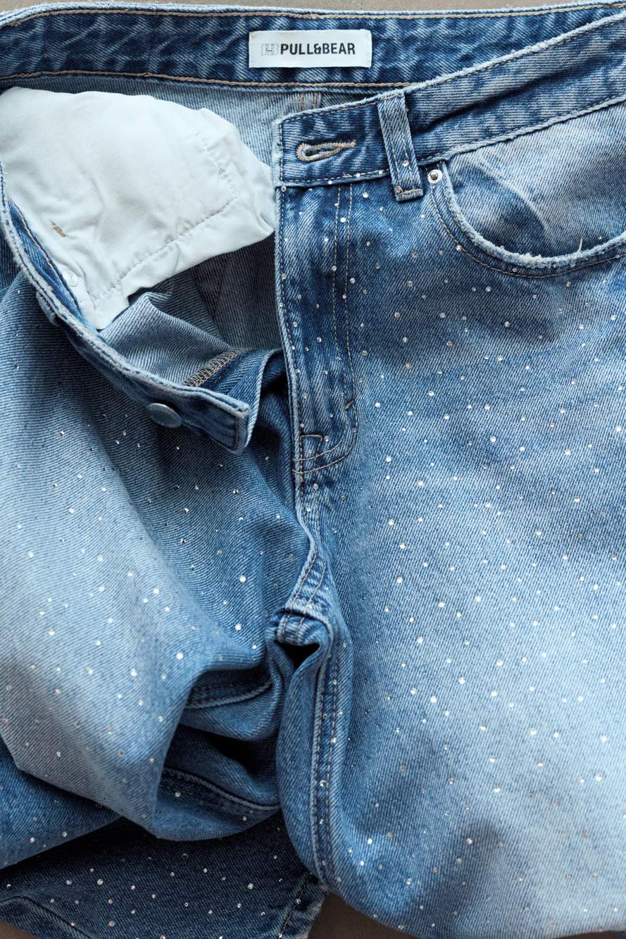 Straight-leg baggy jeans with rhinestones — Product image 16 of 38