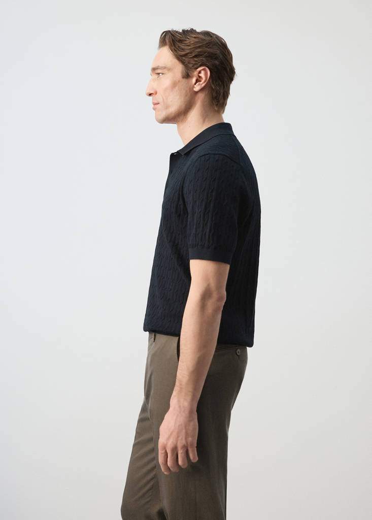100% cotton braided knitted polo shirt — Product image 27 of 29