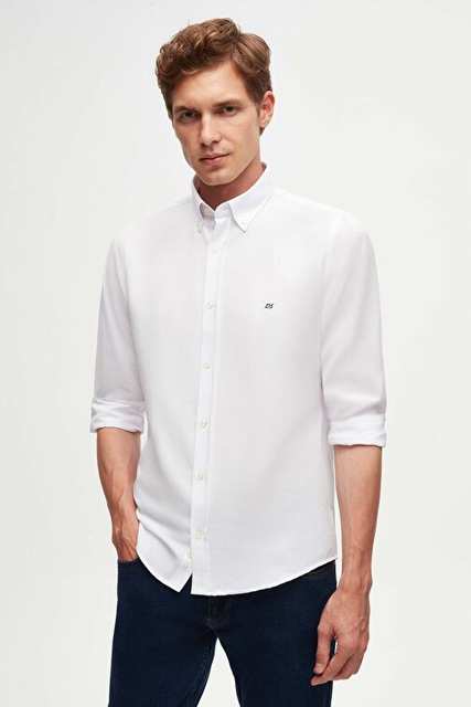 Ds Groom Slim Fit White Oxford Dugmele Collar Easy To Use Naxic Detailed Cotton Golly