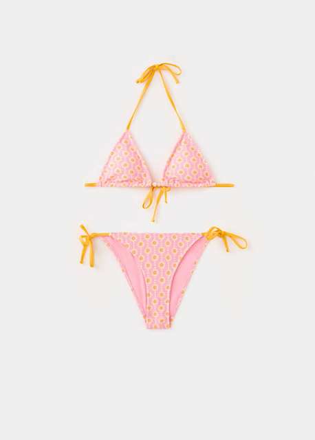 Printed bikini with medium-coverage bottoms