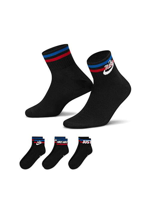 Nike Siyah Unisex 3lü Çorap DX5080-010 Ankle Socks (3 Pairs) — صورة المنتج 4 من 10