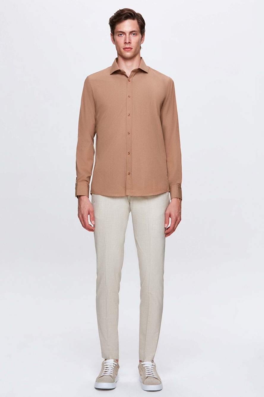 Ds Damat Slim Fit Kahverengi Italyan Yaka Dar Kesim Klasik Kravatlk Uzun Kollu Kolay Utulenebilir — Product image 4 of 5