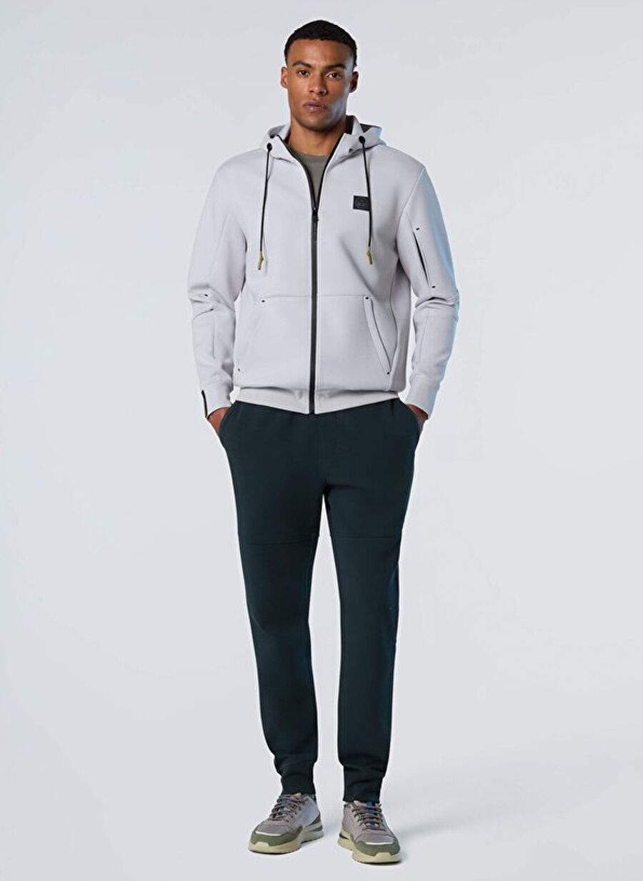 North Sails Gri Erkek Fermuarl Regular Fit Logo Baskl Sweatshirt Ns0000691097 — صورة المنتج 3 من 8