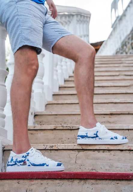 Men Vegan Leather White Sneakers - Lighthouse Design