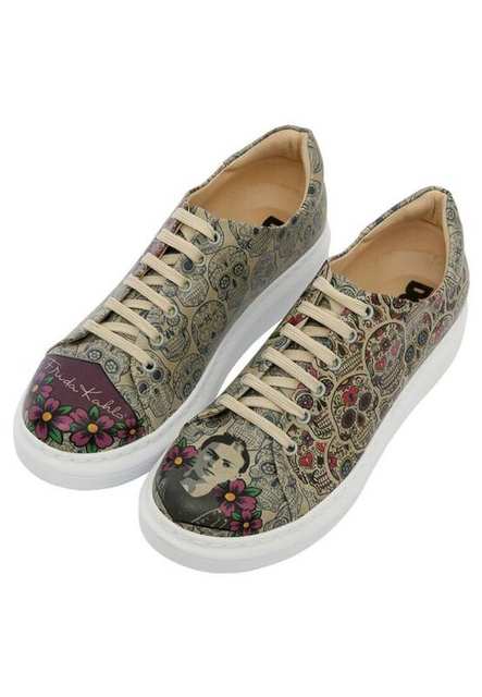 Women Vegan Leather Multicolor Sneakers - Remembrance Of Frida Kahlo Design