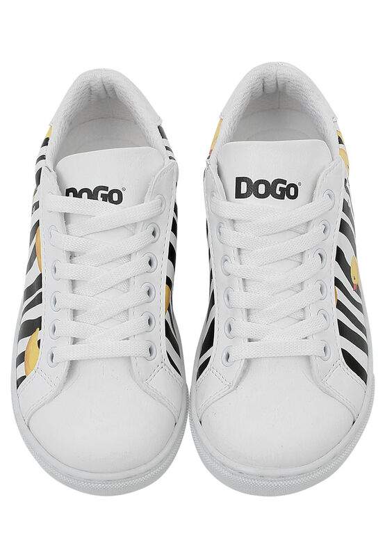 Unisex Kids Vegan Leather White Sneakers - Ducky Design — Product image 3 of 8