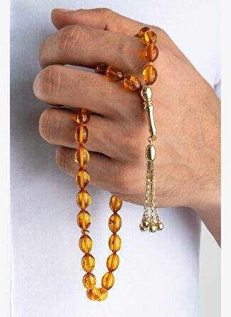 Dogal Amber Kehribar Tasl 14 Ayar Altn Tesbih — Product image 9 of 30