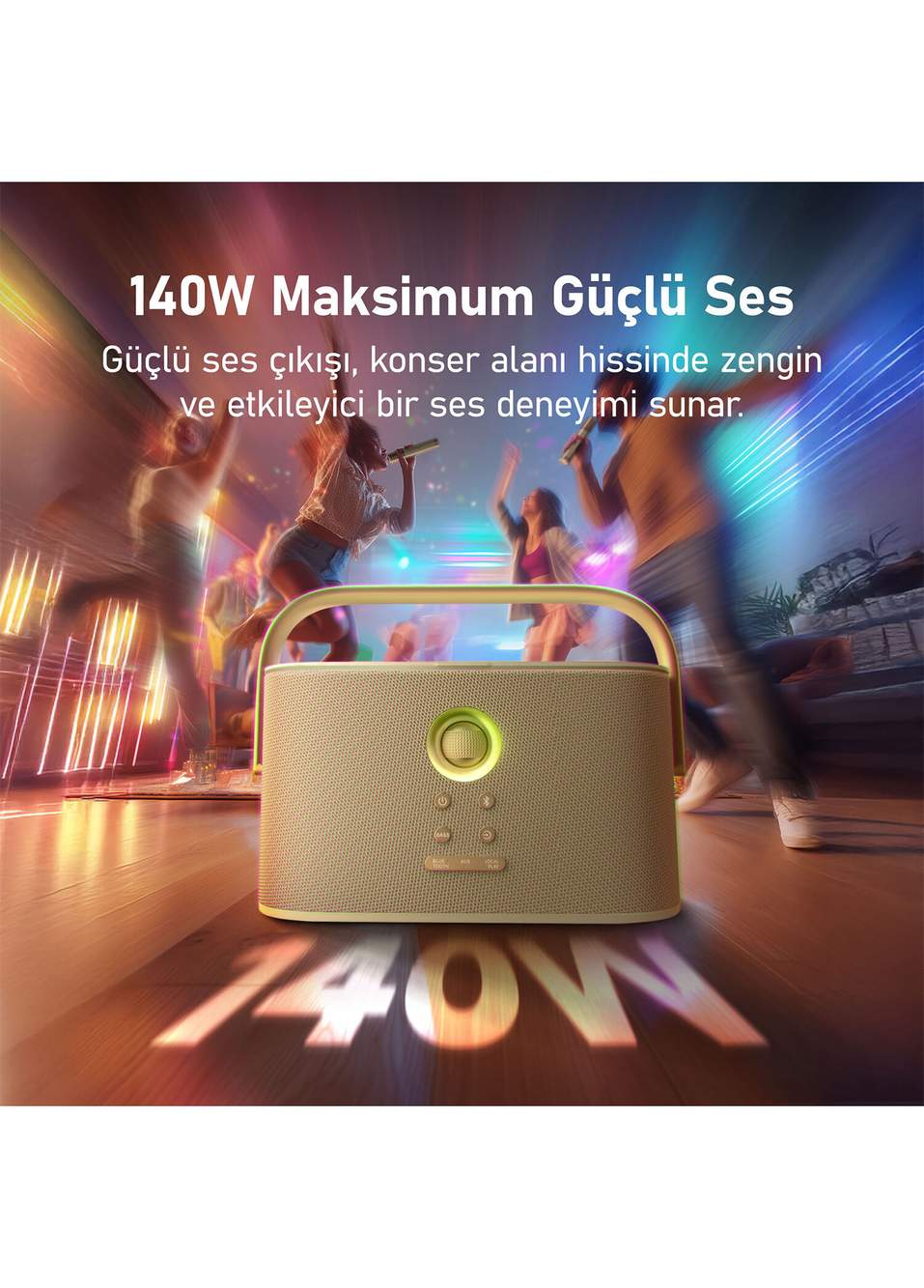 Partybox Shell S2 140W 8" Dahili Tablet 2 Kablosuz Mikrofon Karaoke Bluetooth Hoparlör Seti — صورة المنتج 5 من 8