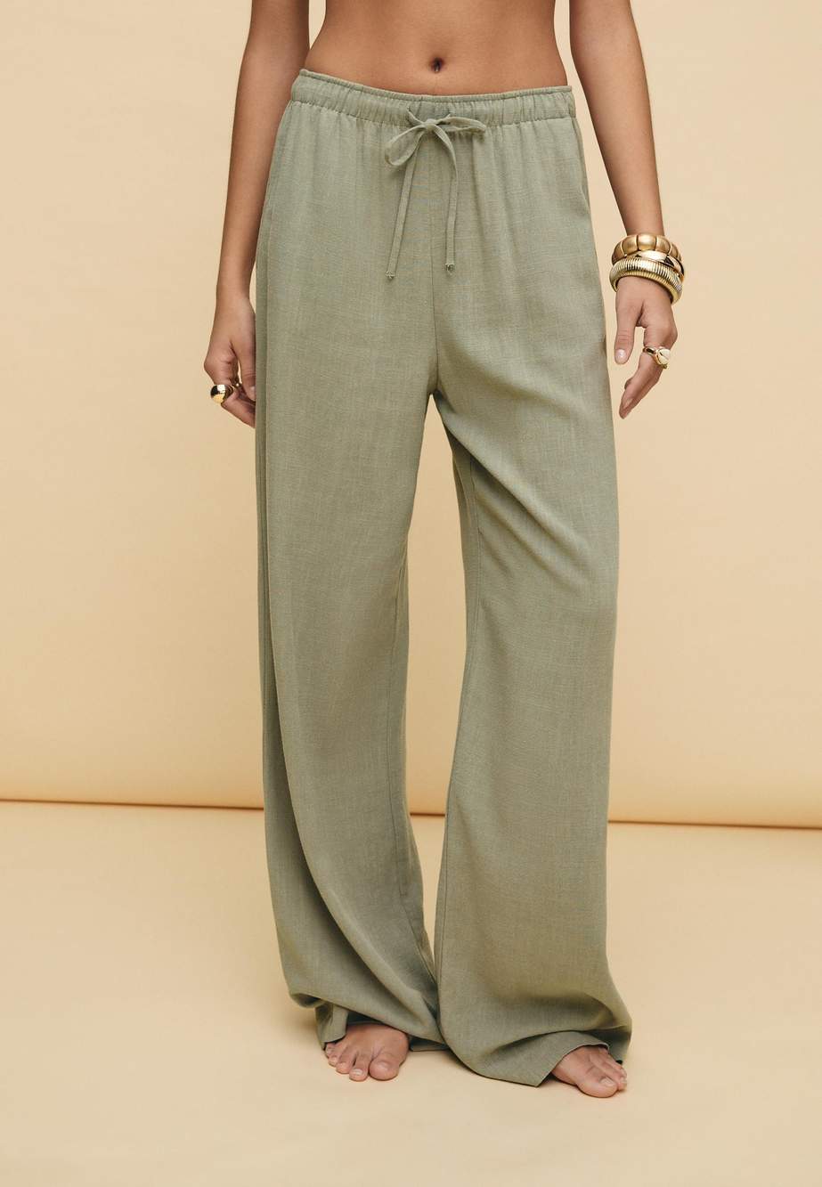 Flowing linen-effect trousers — Product image 25 of 51
