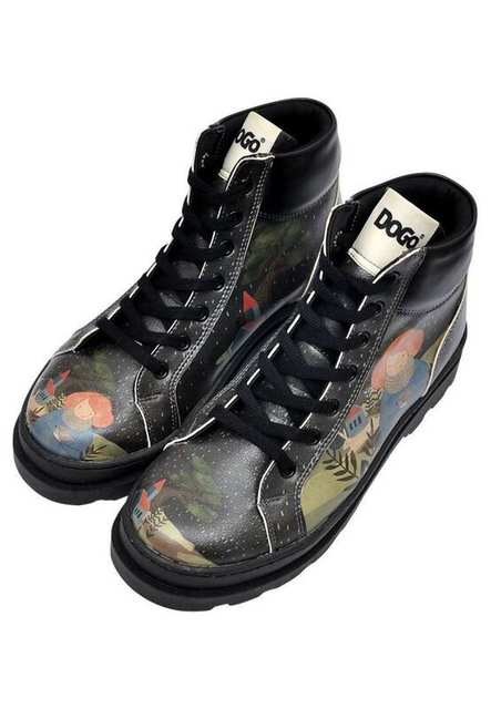 Women Vegan Leather Black Boots - Save the Bird Design
