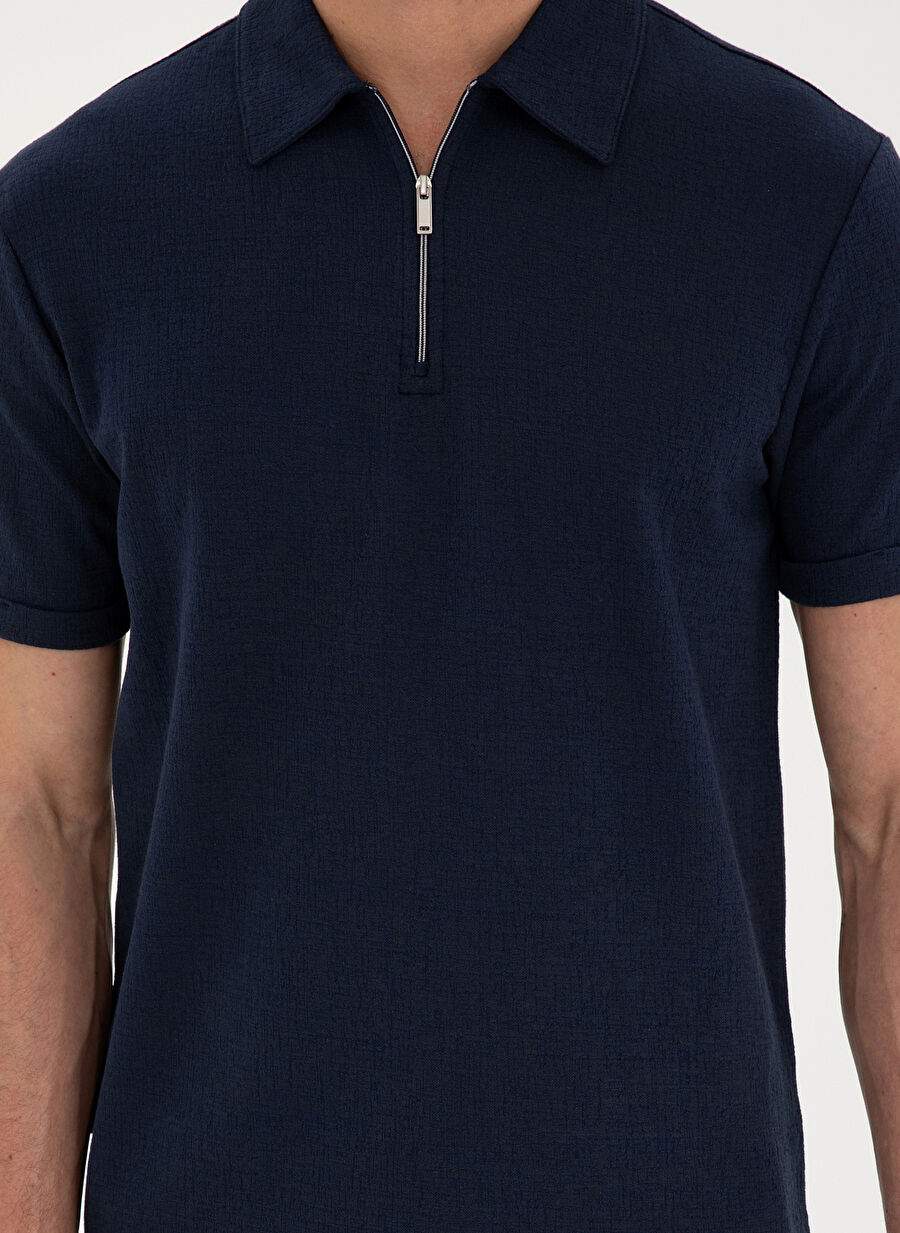 Pierre Cardin Jacquard Navy Blue Men's Polo T-Shirt TISSEL — Product image 6 of 6