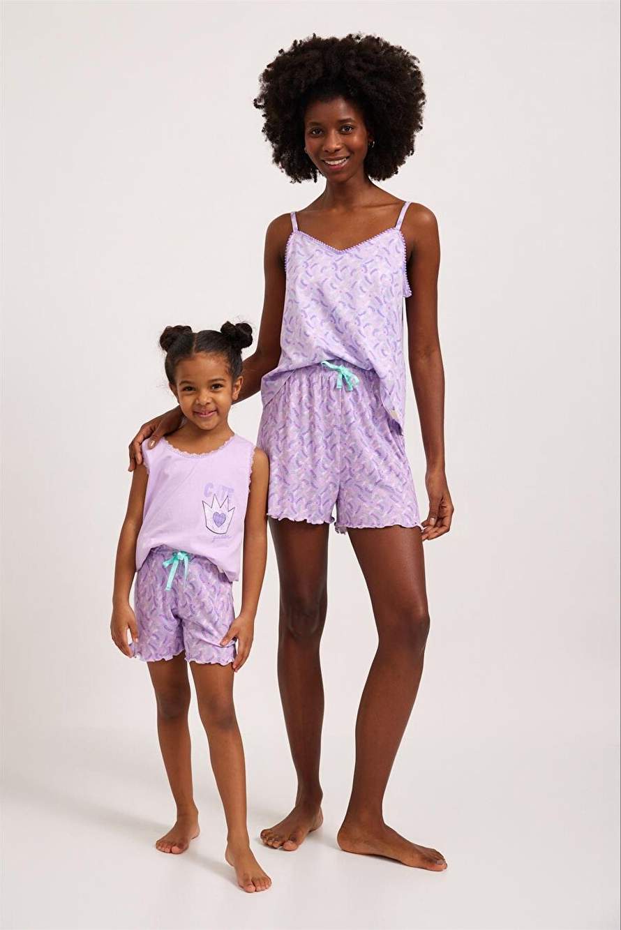 Lavender Kız Çocuk Dantelli Pijama Üst Lila — Product image 4 of 5
