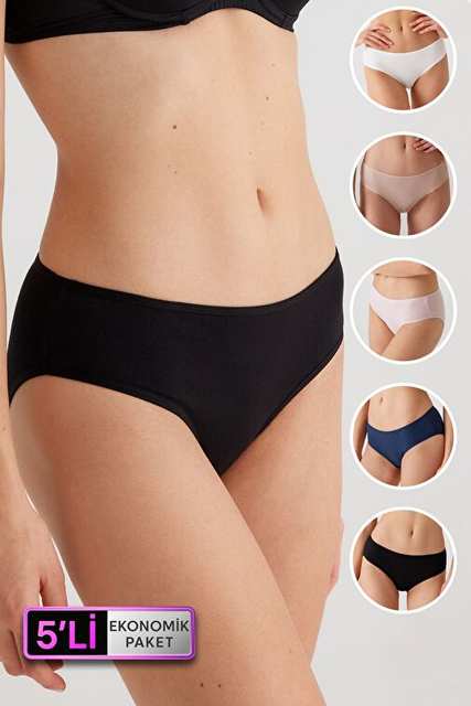 5' Economic Package 2056 No Show Classic Cotton Basic Panties