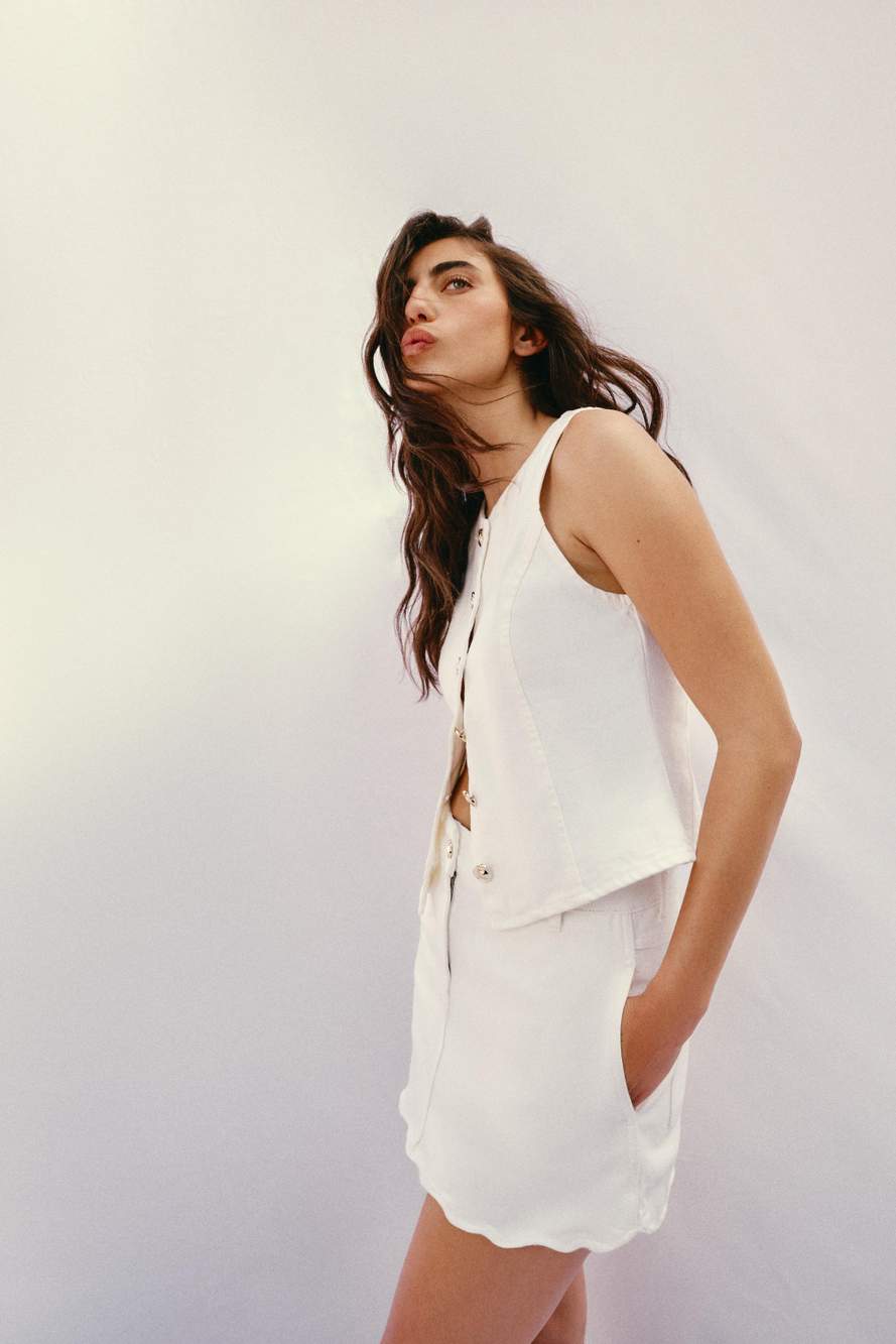 Z1975 DENIM SKORT WITH WAVY HEM — Product image 3 of 11