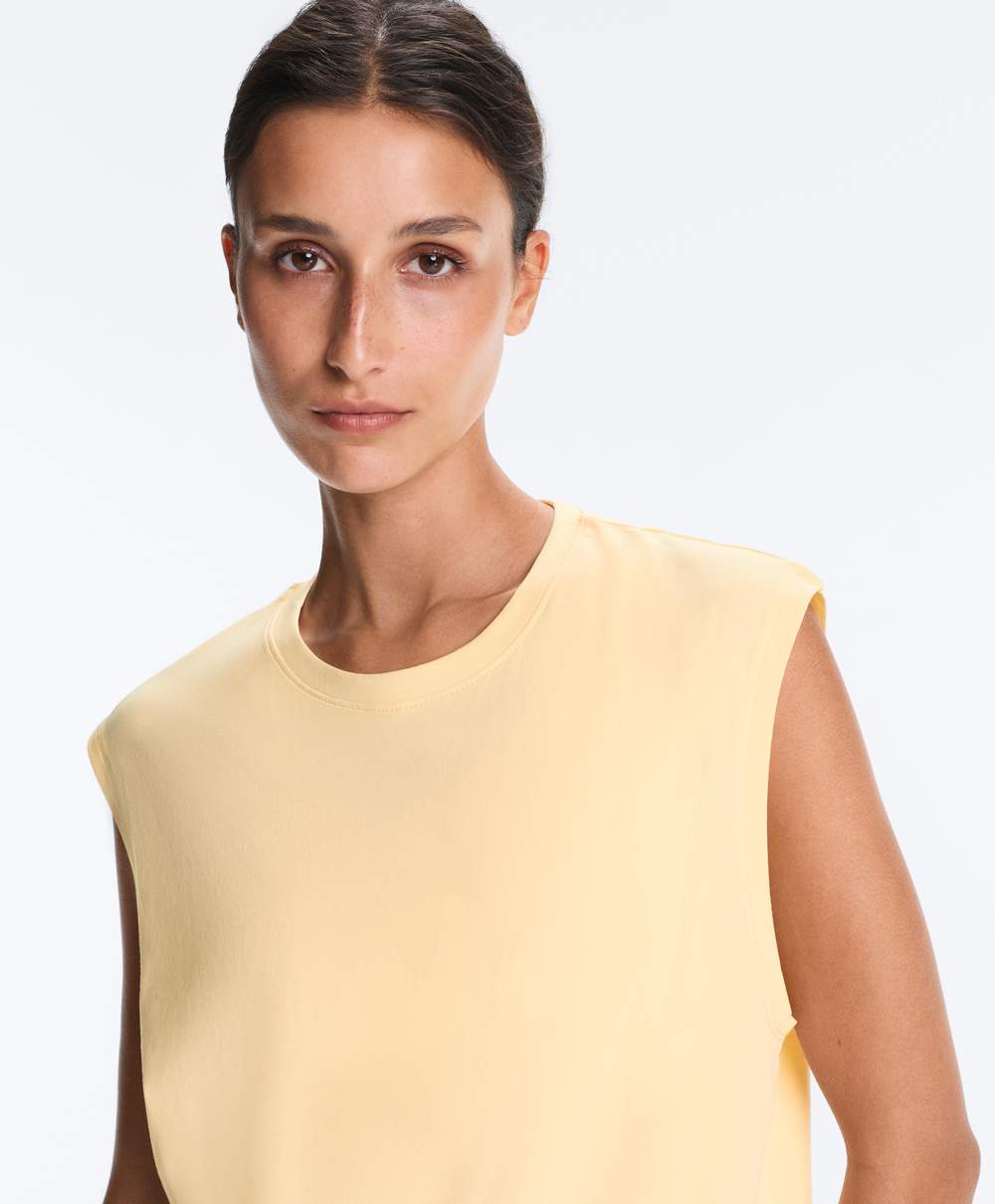 Cotton blend sleeveless T-shirt — صورة المنتج 4 من 8