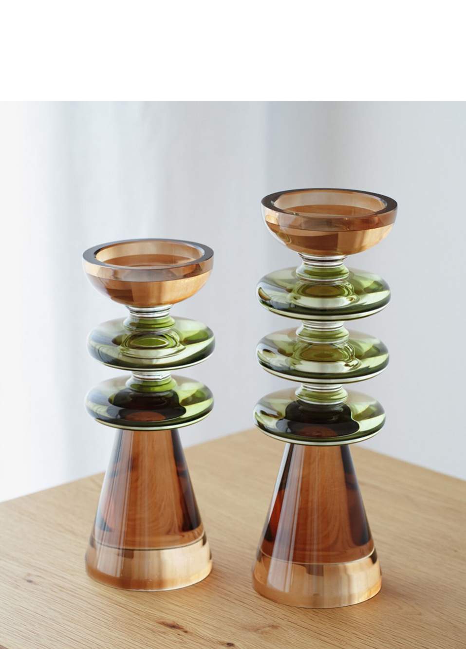 Brown Green Glass Candle Holder — Product image 4 of 6