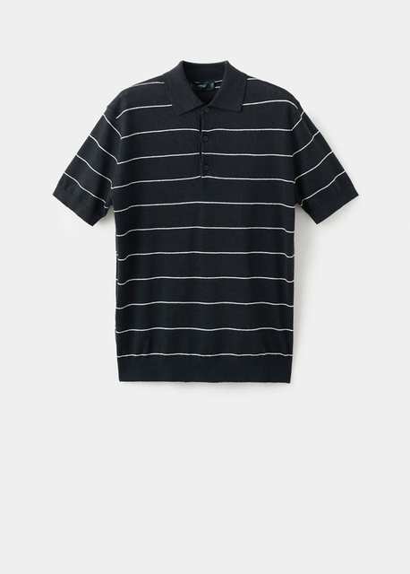 Linen blend striped polo shirt