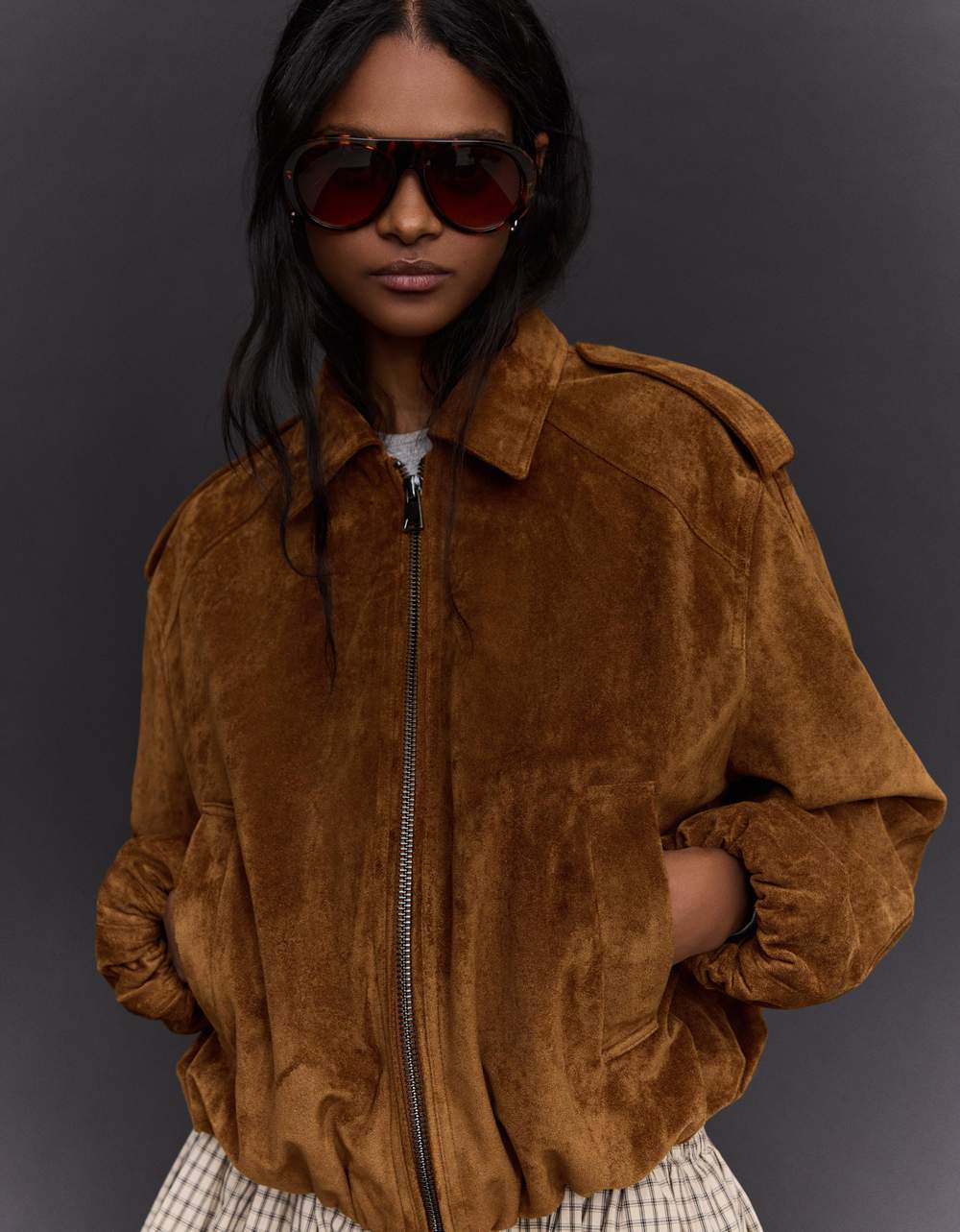 Balloon fit faux suede jacket — صورة المنتج 5 من 10