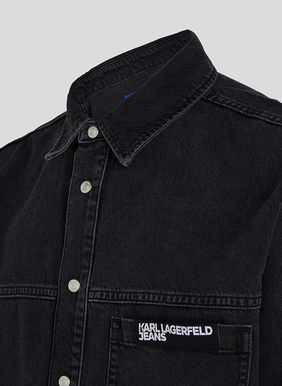 REGULAR DENIM JACKET Regular Fit Black Men's Denim Shirt 236D1601KLJ — Product image 7 of 7