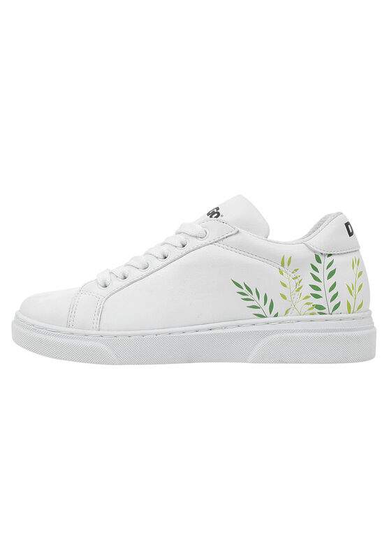 Unisex Kids Vegan Leather White Sneakers - It's Not Easy Being Green Design — Product image 6 of 8